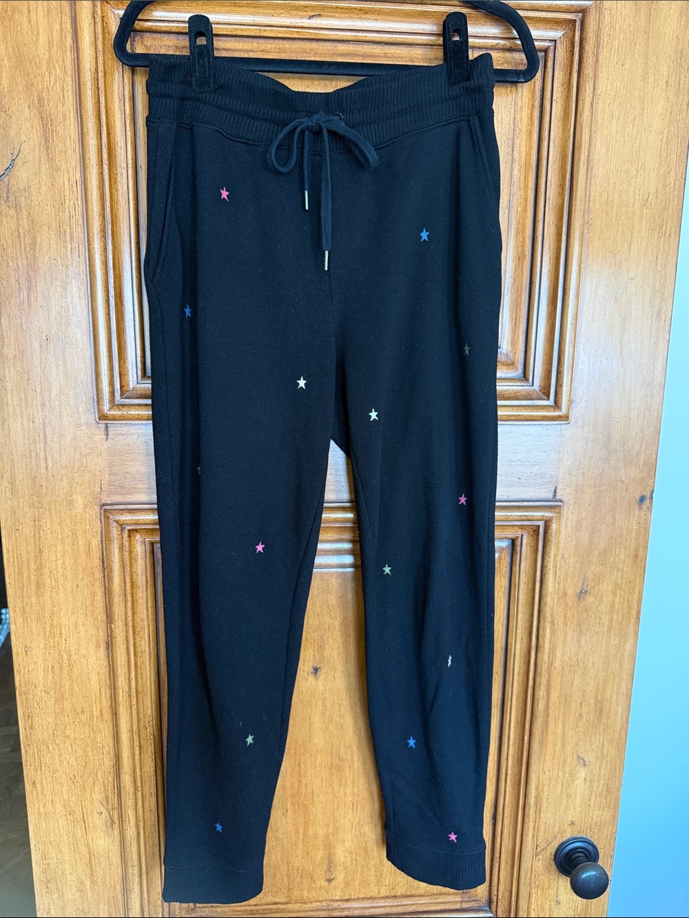 Rails Black Joggers with Multicolor Star Embroidery